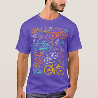 Farbenfrohe Fahrräder Illustration Rad Lover Cycli T-Shirt