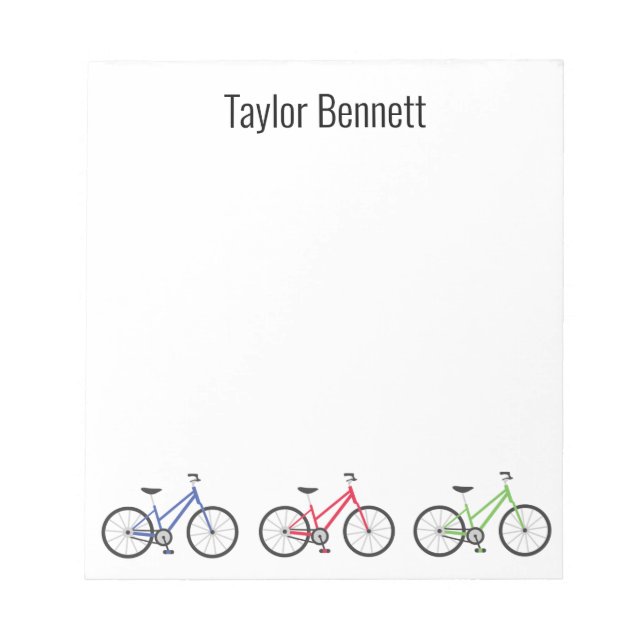 Farbenfrohe Fahrräder mit Personalisiertem Notepad Notizblock (Vorderseite)