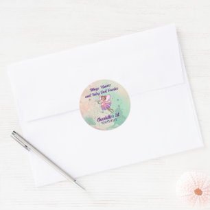 Farbenfrohe Fairy Birthday Runder Aufkleber
