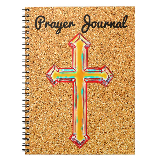Farbenfrohe Faith Cross Gelb Gebet Journal Notizblock (Vorderseite)