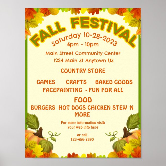 Farbenfrohe FALL FESTIVAL Flyer Werbung Poster (Vorne)