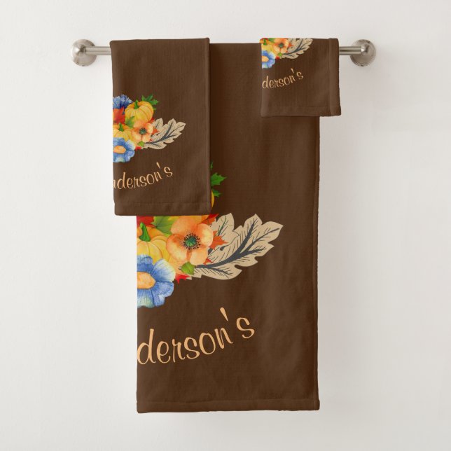 Farbenfrohe Fall-Floral-Anordnung Badhandtuch Set (Insitu)