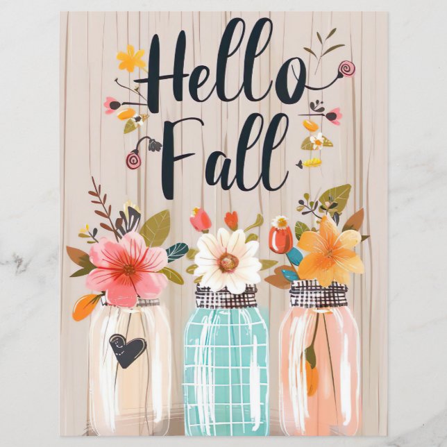 farbenfrohe fallende Blume Design-Scrapbook-Papier (Vorderseite)