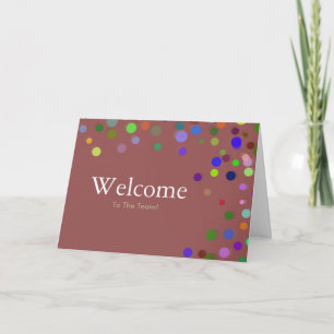 Farbenfrohe Fallende Glitzern Polka Dots Willkomme Karte