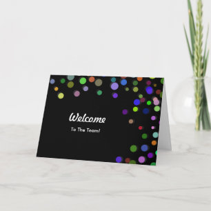 Farbenfrohe Fallende Glitzern Polka Dots Willkomme Karte