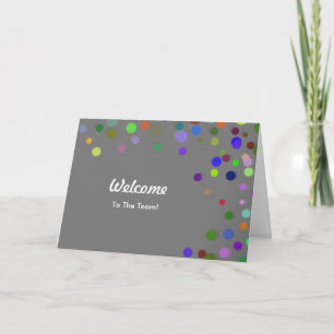 Farbenfrohe Fallende Glitzern Polka Dots Willkomme Karte