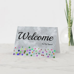 Farbenfrohe Fallende Glitzern Polka Dots Willkomme Karte