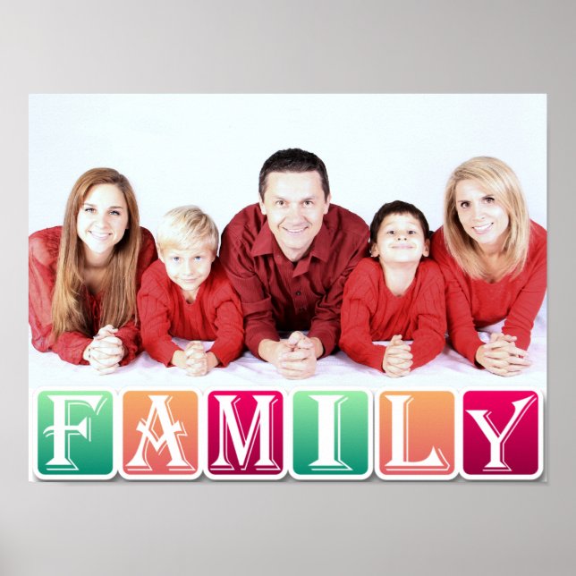Farbenfrohe Familienblöcke für ein benutzerdefinie Poster (Vorne)