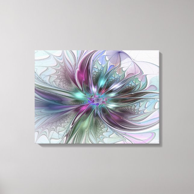 Farbenfrohe Fantasie Abstrakt Moderne Blume Tripty Leinwanddruck (Vorderseite)