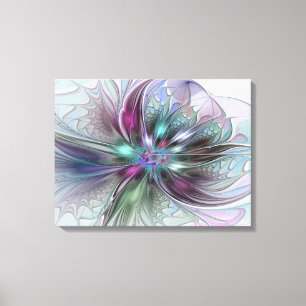 Farbenfrohe Fantasie Abstrakt Moderne Blume Tripty Leinwanddruck
