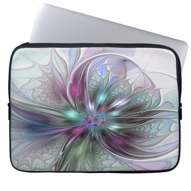 Farbenfrohe Fantasie Abstrakt Modernes Fraktal Blu Laptopschutzhülle (Vorderseite)