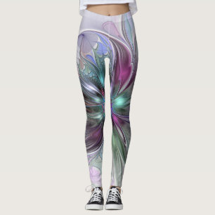 Farbenfrohe Fantasie Abstrakt Modernes Fraktal Blu Leggings