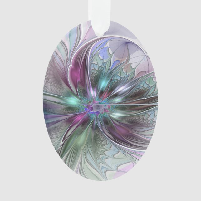 Farbenfrohe Fantasie Abstrakt Modernes Fraktal Blu Ornament (Vorderseite)