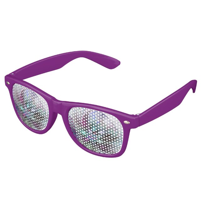 Farbenfrohe Fantasie Abstrakt Modernes Fraktal Blu Partybrille (Schrägansicht)