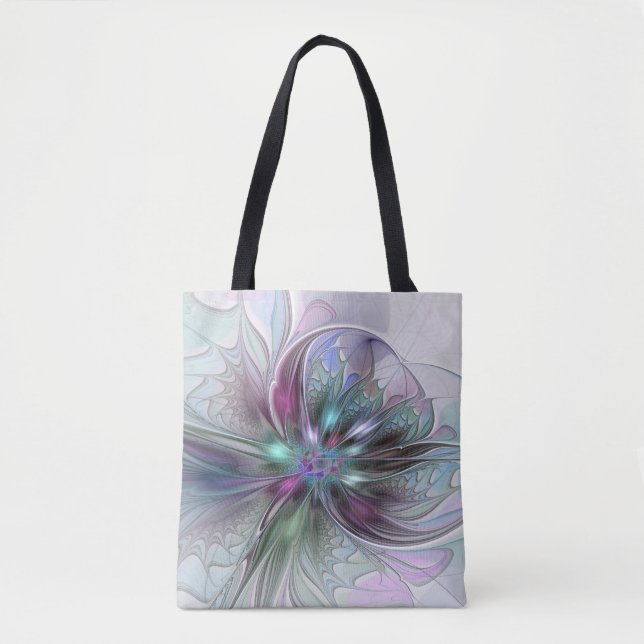Farbenfrohe Fantasie Abstrakt Modernes Fraktal Blu Tasche (Vorderseite)