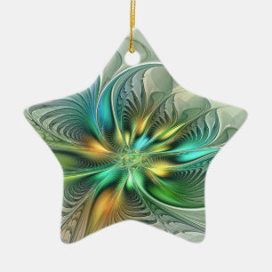Farbenfrohe Fantasie Abstrakte Blume Fraktal Art Keramik Ornament