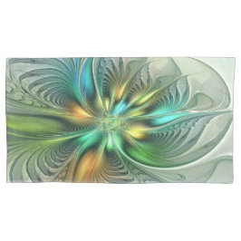 Farbenfrohe Fantasie Abstrakte Blume Fraktal Art Kissenbezug