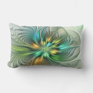 Farbenfrohe Fantasie Abstrakte Blume Fraktal Art Lendenkissen