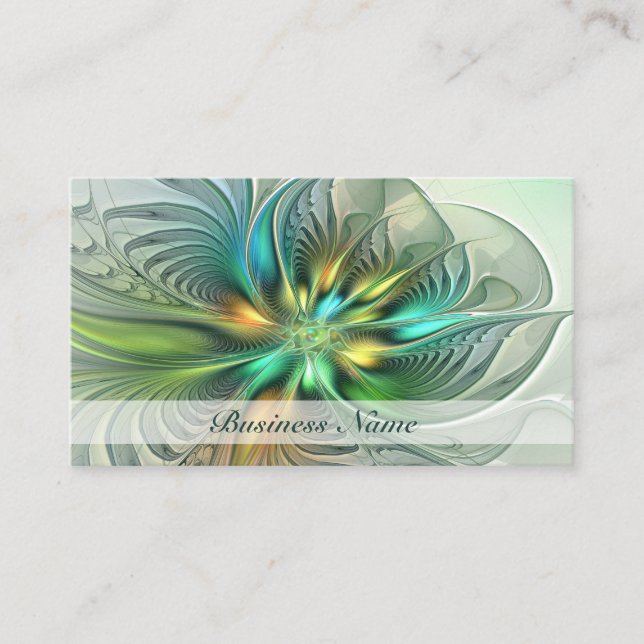 Farbenfrohe Fantasie Abstrakte Blume Fraktal Art Visitenkarte (Vorderseite)