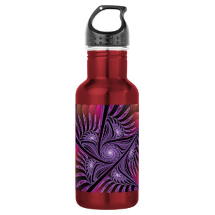 Farbenfrohe Fantasie Abstrakte Trippy Lila Fraktal Edelstahlflasche