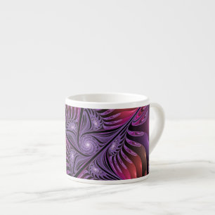 Farbenfrohe Fantasie Abstrakte Trippy Lila Fraktal Espressotasse