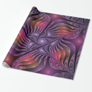 Farbenfrohe Fantasie Abstrakte Trippy Lila Fraktal Geschenkpapier