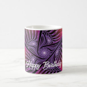 Farbenfrohe Fantasie Abstrakte Trippy Lila Fraktal Kaffeetasse