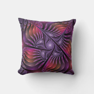 Farbenfrohe Fantasie Abstrakte Trippy Lila Fraktal Kissen