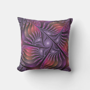 Farbenfrohe Fantasie Abstrakte Trippy Lila Fraktal Kissen