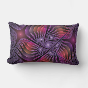 Farbenfrohe Fantasie Abstrakte Trippy Lila Fraktal Lendenkissen