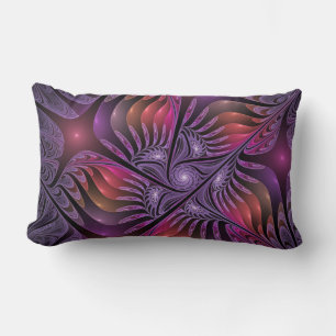 Farbenfrohe Fantasie Abstrakte Trippy Lila Fraktal Lendenkissen