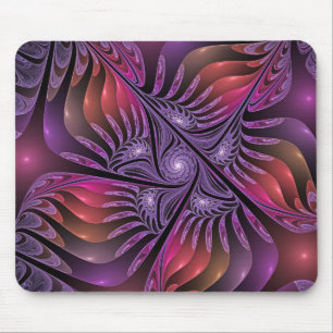 Farbenfrohe Fantasie Abstrakte Trippy Lila Fraktal Mousepad