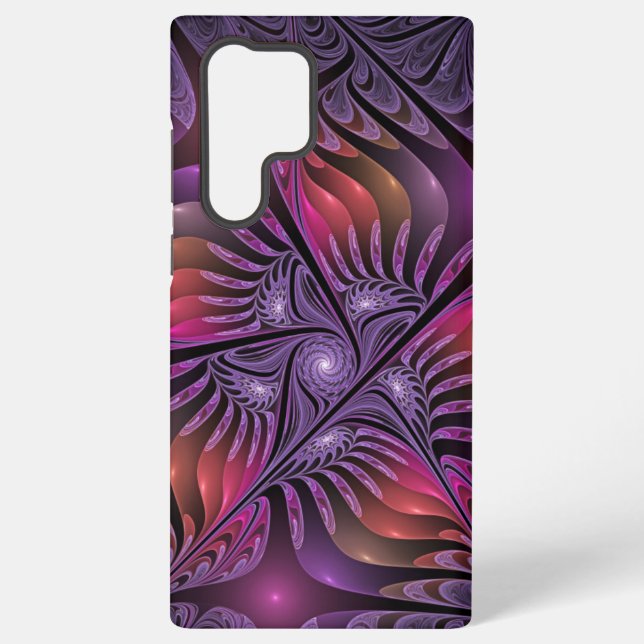 Farbenfrohe Fantasie Abstrakte Trippy Lila Fraktal Samsung Galaxy Hülle (Rückseite)