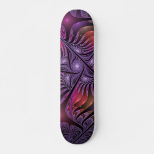 Farbenfrohe Fantasie Abstrakte Trippy Lila Fraktal Skateboard