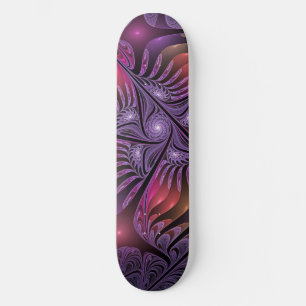 Farbenfrohe Fantasie Abstrakte Trippy Lila Fraktal Skateboard