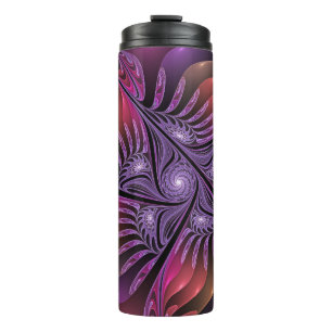 Farbenfrohe Fantasie Abstrakte Trippy Lila Fraktal Thermosbecher
