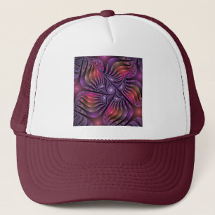 Farbenfrohe Fantasie Abstrakte Trippy Lila Fraktal Truckerkappe