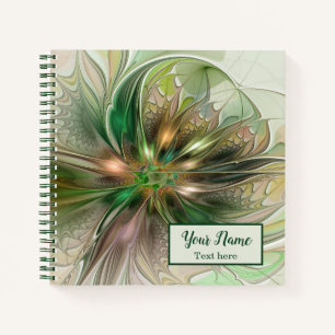 Farbenfrohe Fantasie Abstraktes Fraktal Blume Notizbuch