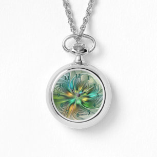 Farbenfrohe Fantasie Moderne Abstrakte Blume Frakt Armbanduhr