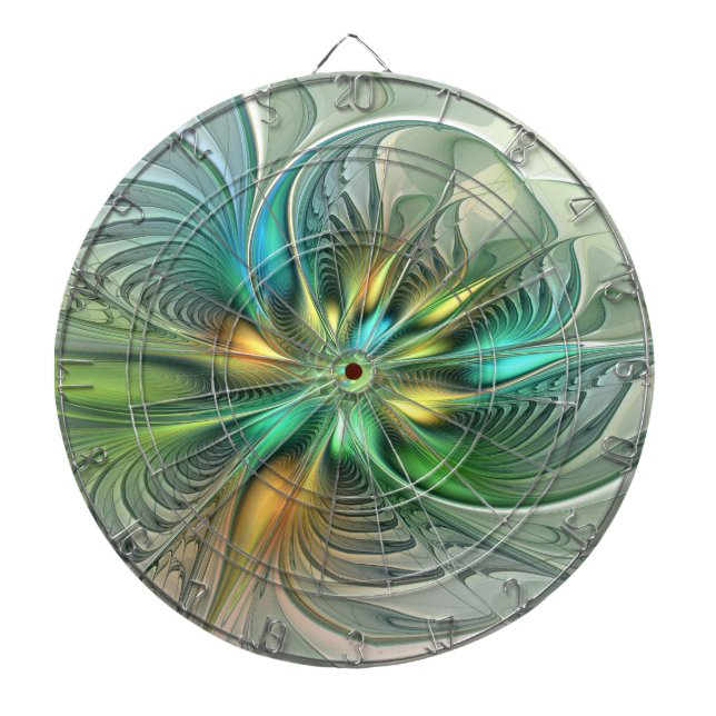 Farbenfrohe Fantasie Moderne Abstrakte Blume Frakt Dartscheibe (vorne)