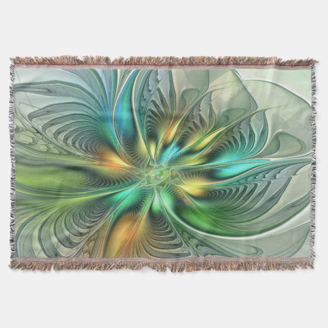 Farbenfrohe Fantasie Moderne Abstrakte Blume Frakt Decke (Vorderseite)