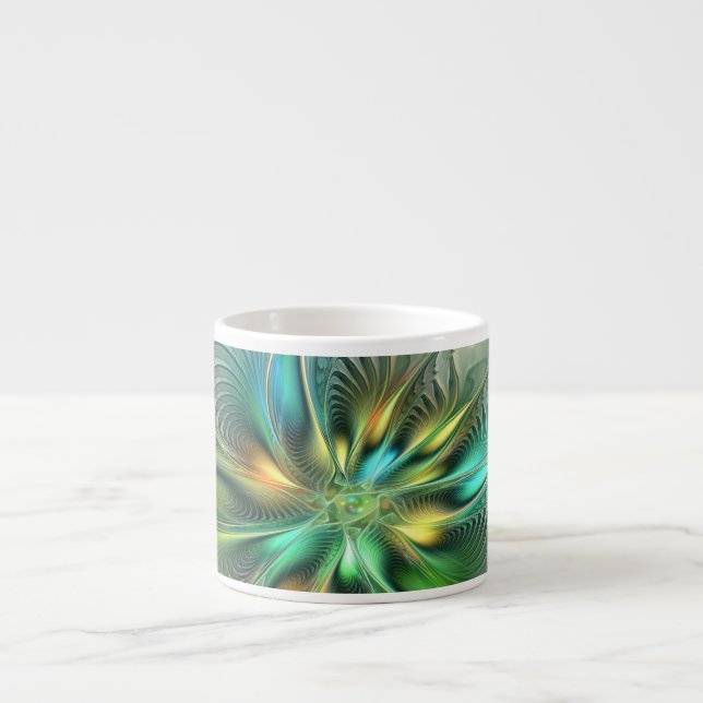 Farbenfrohe Fantasie Moderne Abstrakte Blume Frakt Espressotasse (Vorderseite)