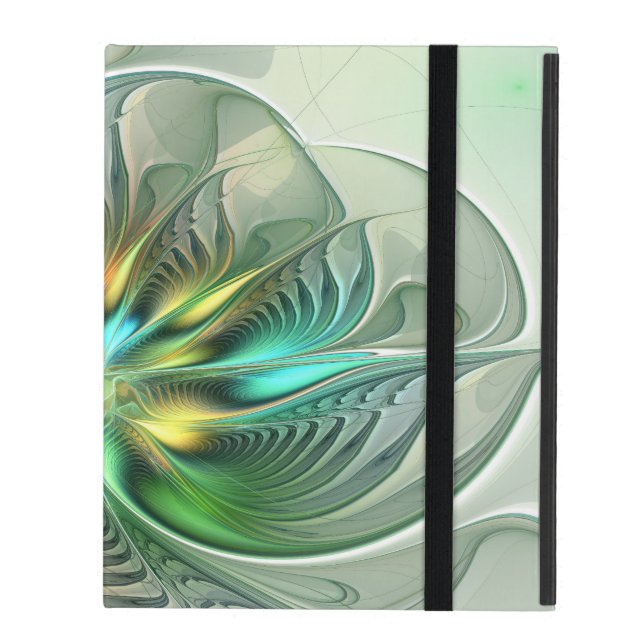 Farbenfrohe Fantasie Moderne Abstrakte Blume Frakt Etui Fürs iPad (Vorderseite Geschlossen)