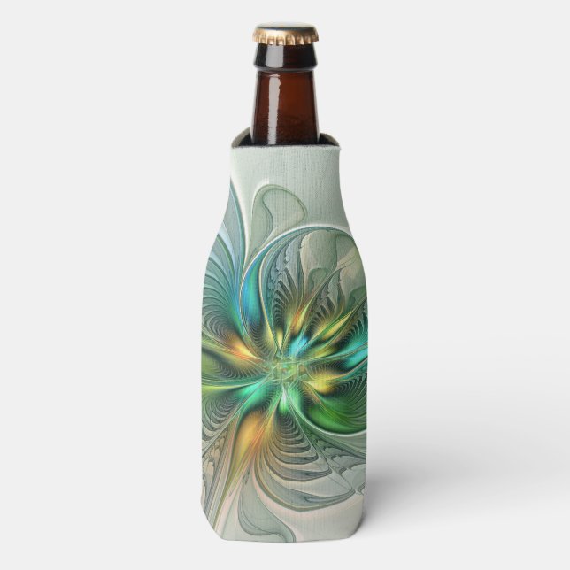 Farbenfrohe Fantasie Moderne Abstrakte Blume Frakt Flaschenkühler (Flaschenvorderseite)