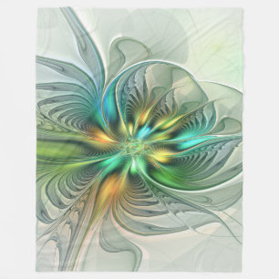 Farbenfrohe Fantasie Moderne Abstrakte Blume Frakt Fleecedecke