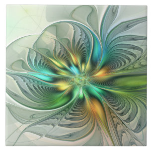 Farbenfrohe Fantasie Moderne Abstrakte Blume Frakt Fliese