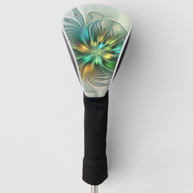 Farbenfrohe Fantasie Moderne Abstrakte Blume Frakt Golf Headcover (Vorderseite)
