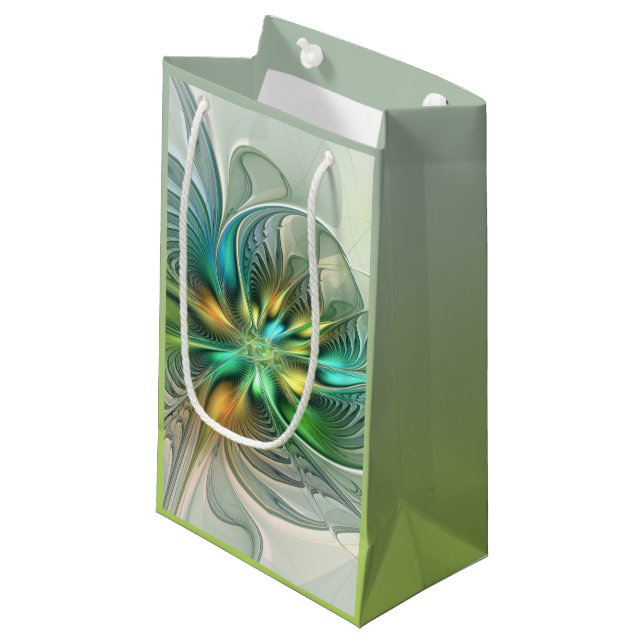 Farbenfrohe Fantasie Moderne Abstrakte Blume Frakt Kleine Geschenktüte (Vorderseite Schrägansicht)