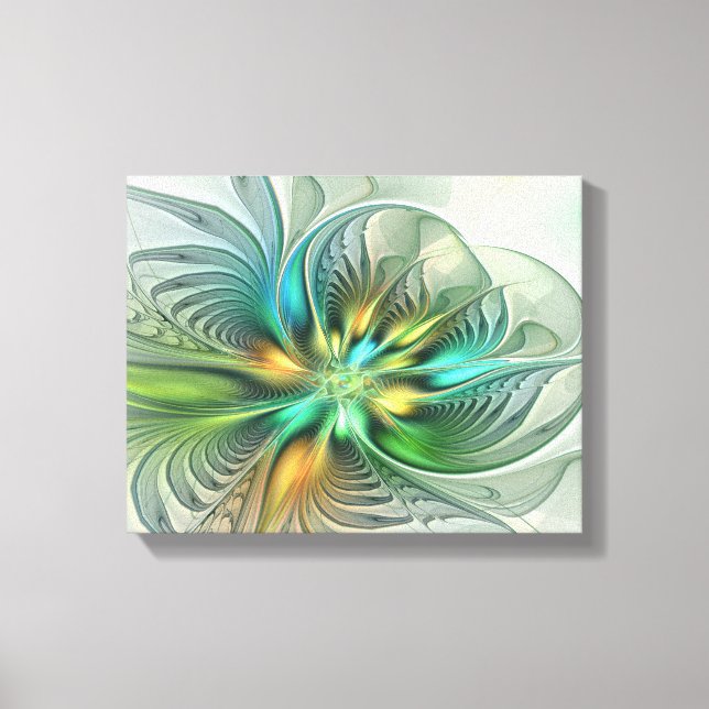 Farbenfrohe Fantasie Moderne Abstrakte Blume Frakt Leinwanddruck (Vorderseite)