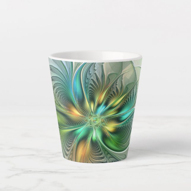 Farbenfrohe Fantasie Moderne Abstrakte Blume Frakt Milchtasse (Vorderseite)
